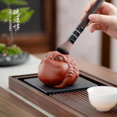 手工金蟾紫砂茶宠小摆件精品可养茶室博古架装饰茶玩茶台茶盘茶具