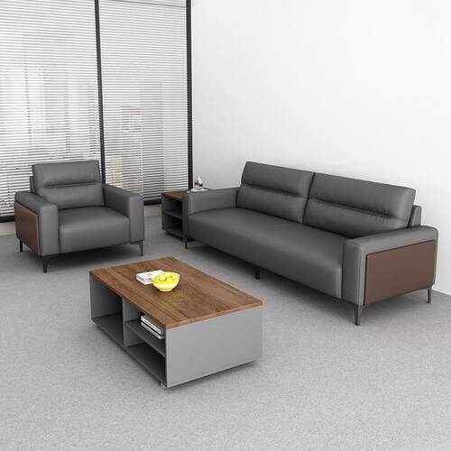 贵宾接待沙发商务办公室皮沙发休息区沙发组合茶几洽谈会客沙发