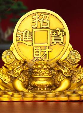 铜金钱貔貅摆件家居客厅店铺办公桌一对财富皮丘摆件貔貅工艺品