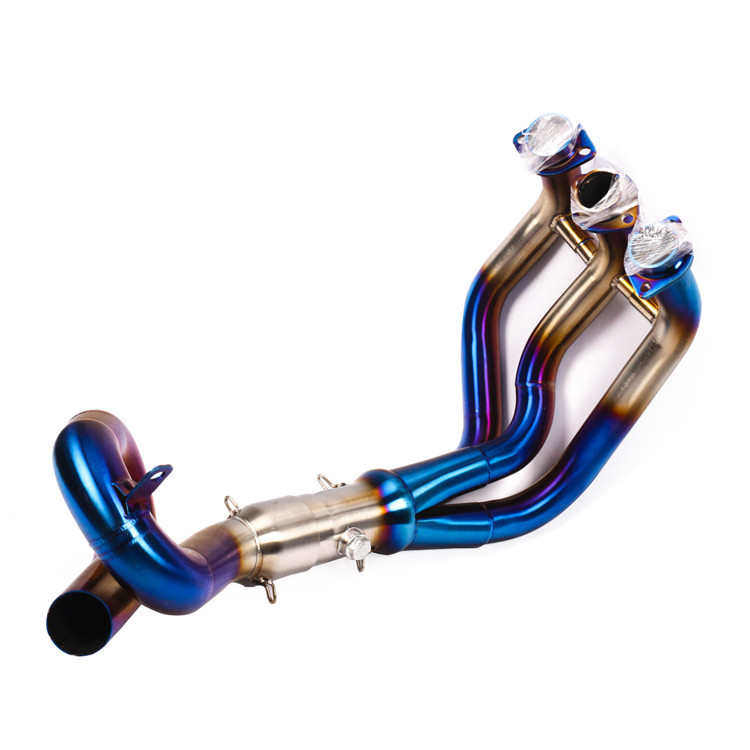 摩托车适用于yamaha MT09 tracer改装烤蓝前段FZ09打圈不锈钢前段