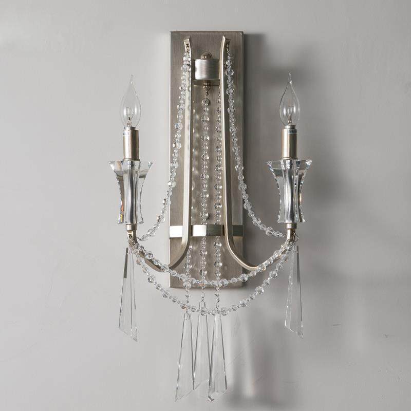 美式乡村壁灯卧室床头灯法式创意个性过道电视墙客厅双头水晶壁灯