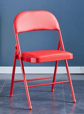 W7新红椅子结婚陪嫁折叠椅红色婚庆椅宴会椅会场椅酒店饭店活动复