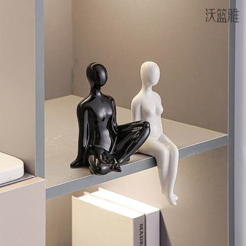 轻奢简约黑白情侣书挡摆件家居客厅电视柜书房书桌书立艺术装饰品
