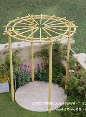 户花外庭院铝合金葡萄架仿三弧形圆形角形斜顶竹紫OJW藤花架园爬