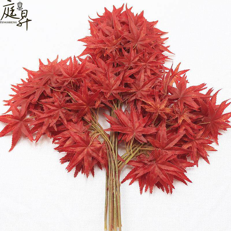 仿真枫叶手感 红色树叶 装饰叶子 仿真植物假树叶 银杏叶 芒果叶