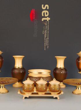 采购产品佛像用品套装，家居五件套，观音古玻璃香炉，荷花灯，水