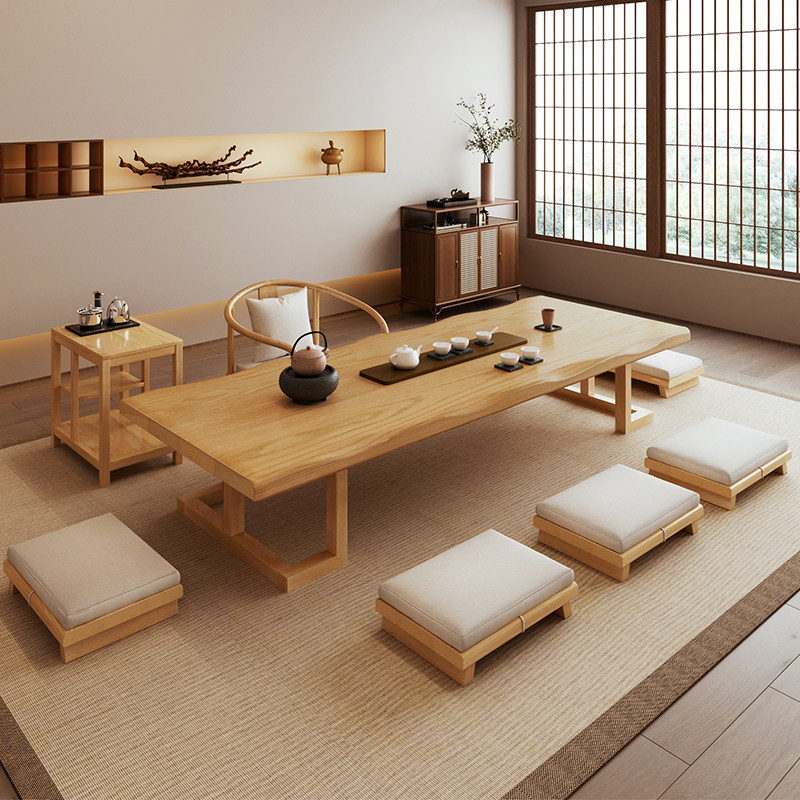 日式功夫泡茶台长条桌阳台矮桌简约茶几炕几榻榻米实木茶桌椅组合