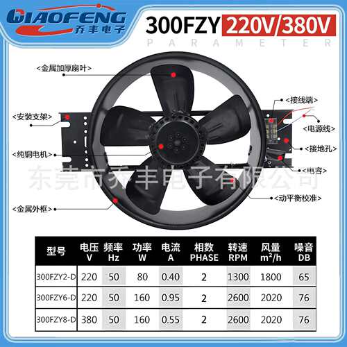 欣瑞丰 300FZY6/7/8-D外转子轴流风机220V/380V机柜通风散热风扇
