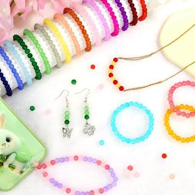 6/8mm Glass Jelly Beads DIY Necklace Bracelet Earring Making