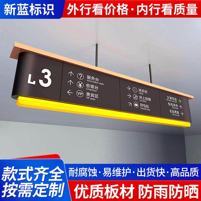 商场吊牌灯箱指示牌收银柜台地下车库超市医院悬挂双面发光灯箱定