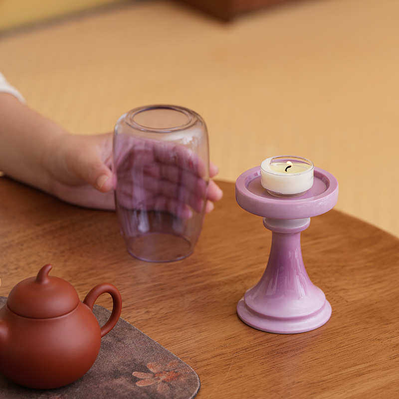 新茶桌面明清底座复古中式蜡烛摆件氛围玻璃烛台托灯台绿香薰竹叶,餐饮具,茶具礼盒,淘宝优惠券,粉丝福利购,淘宝优惠卷