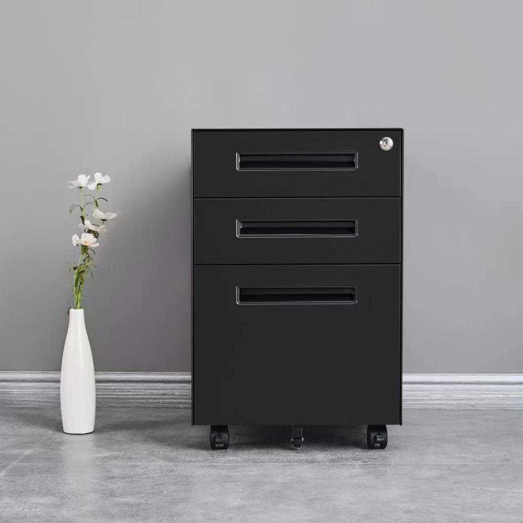 钢制移动矮柜柜活动柜室办公桌下文件柜带轮子档案资料活动柜收纳