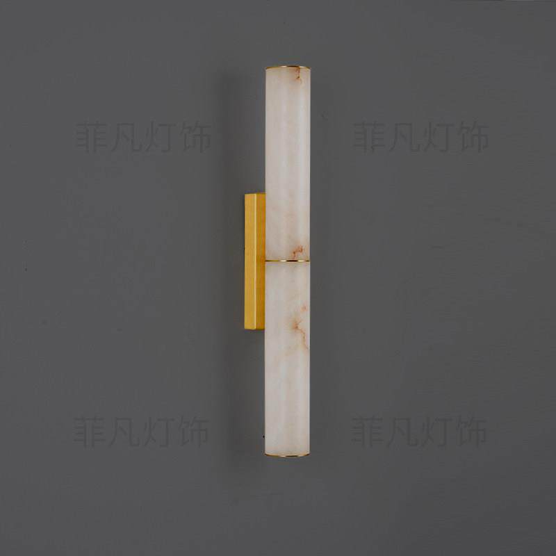 西班牙天然云石壁灯全铜意式轻奢客厅背景墙新中式卧室床头壁灯