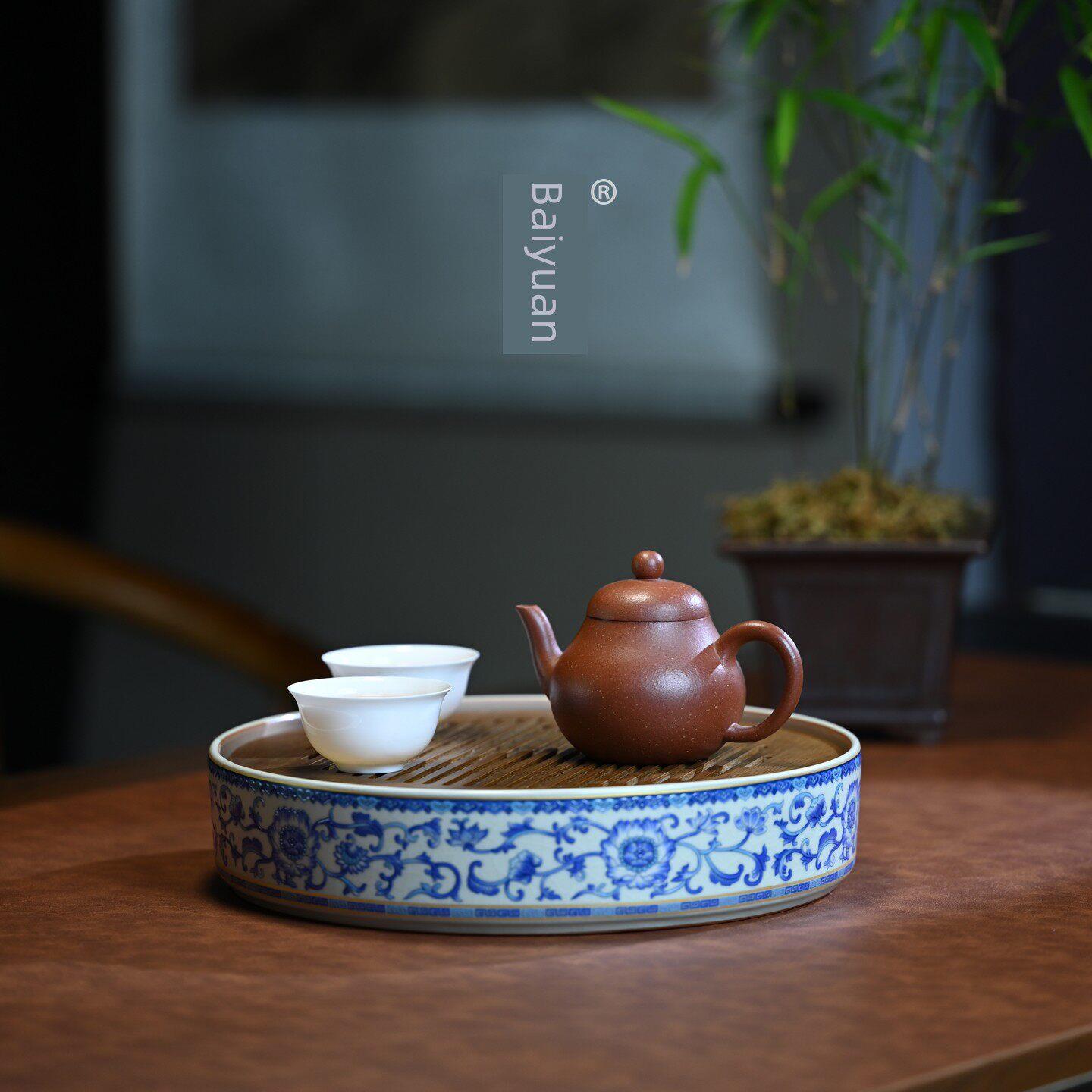 宜兴紫砂茶壶原矿红坡全手工梨形小容量轻素功夫茶壶套装150ml