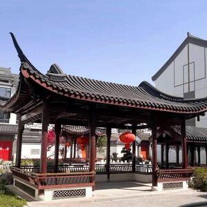 乡村振兴定制防腐木古建水榭戏台祠堂彷古户外凉亭庭院长廊木屋