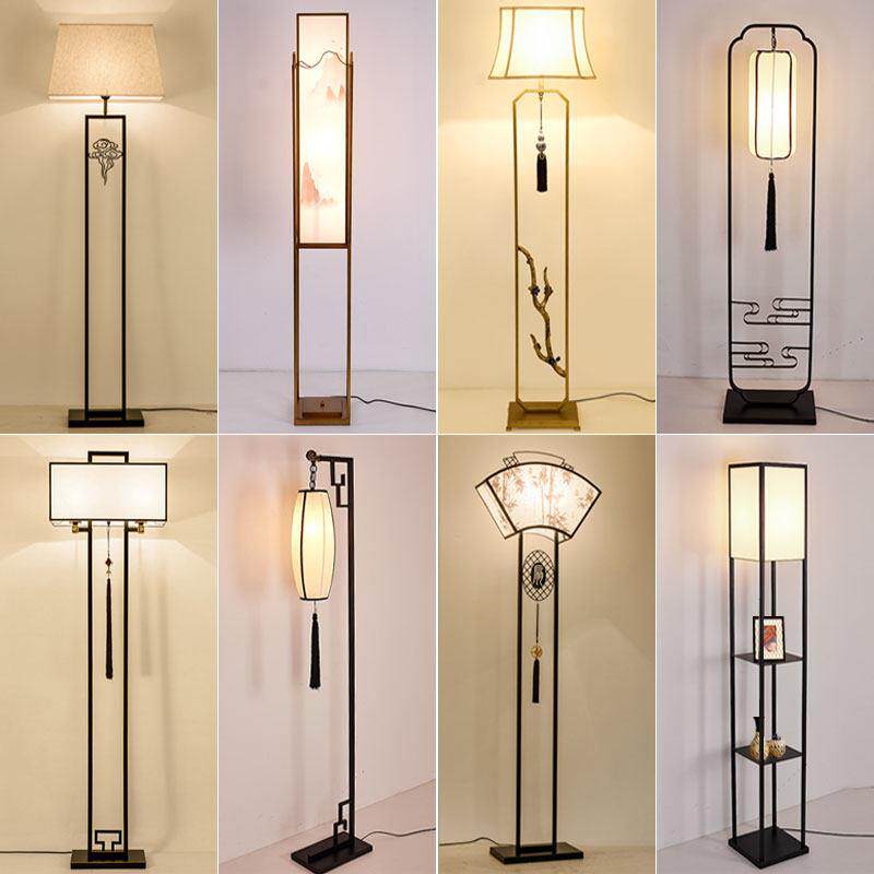 新中式落地灯中国风覆古客厅卧室床头灯简约现代茶室书房落地台灯