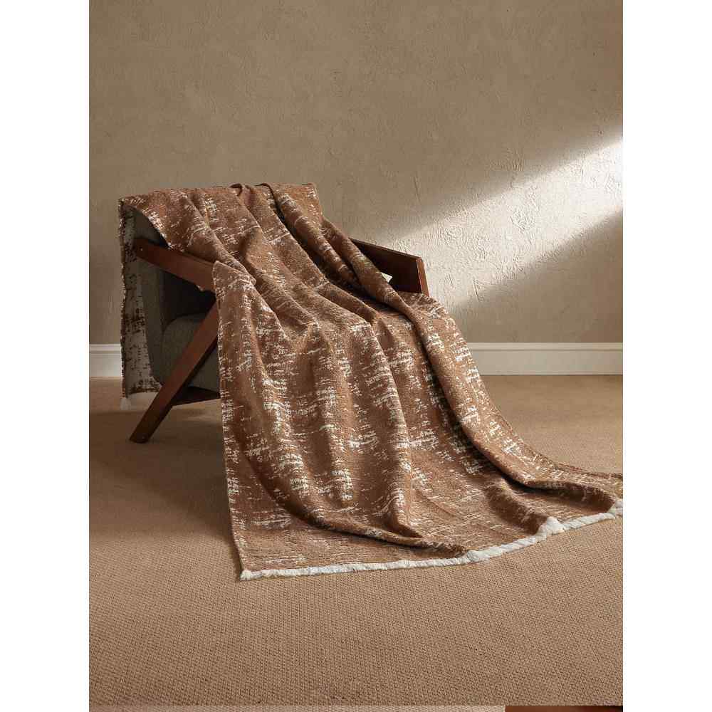 咖啡色中古风搭毯床尾巾酒店民宿别墅软装装饰毯