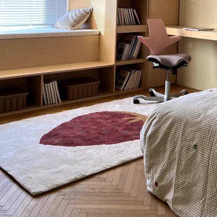 日式卧室床边地毯加厚地毯简约儿童区阅读防滑床前毛绒簇绒