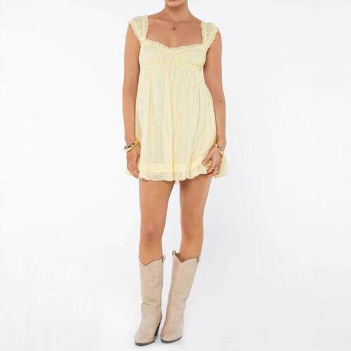 Women Summer Sleeveless Dress Floral Embroidery Loose Party