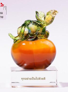 琉璃事事如意工艺品柿子水晶摆件客厅家居装饰品创意礼物中式装饰