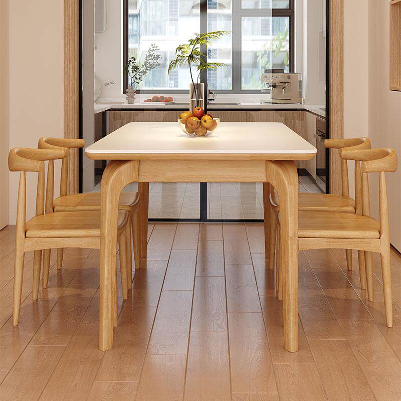 高档蓝小色理想全实桌木岩板2餐椅205新款家用户型长方形餐桌吃饭