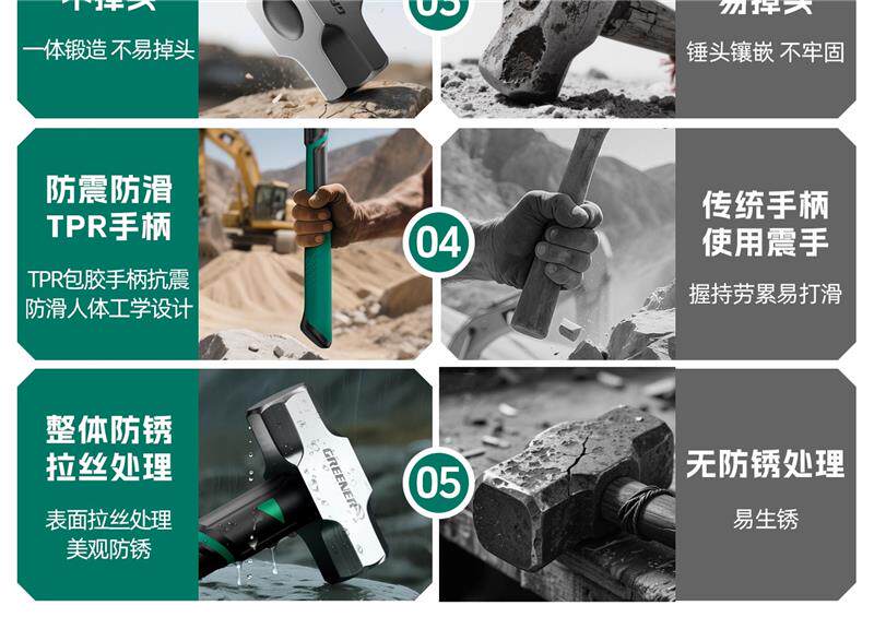 Кувалда 德国精工八角锤锤子铁锤高硬度榔头手锤4磅工地砸墙神器一体式