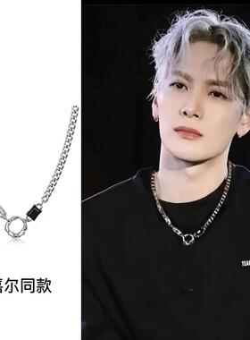 王嘉尔同款钛钢小众嘻哈圆环拼接锁骨链男个性潮流朋克百搭项链女