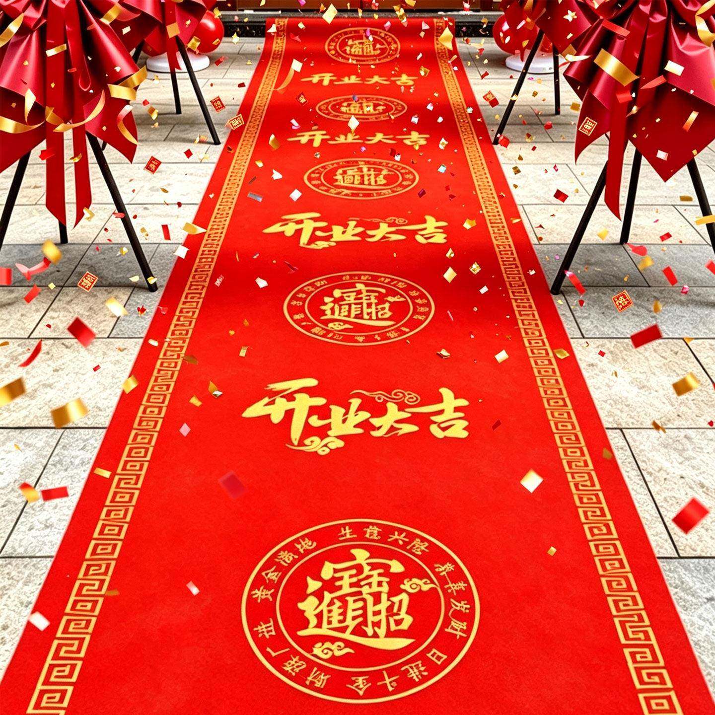 开业大吉地毯公司庆典门口剪彩加厚耐用毛毡喜庆大红地毯装饰用品