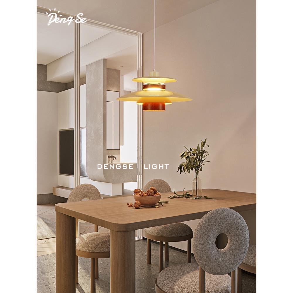 日式ph5餐厅吊灯纹色个S04105性现代设木计师木可移位岛台餐桌原