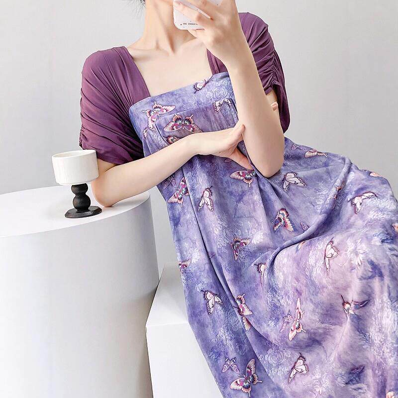 棉绸睡裙女2026新款夏季新中式国风短袖中长裙宽松凉感可外穿睡衣
