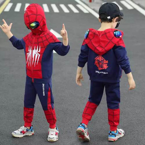 蜘蛛侠童装男童套装儿童春秋款卡通两件套衣服冬季cos服装