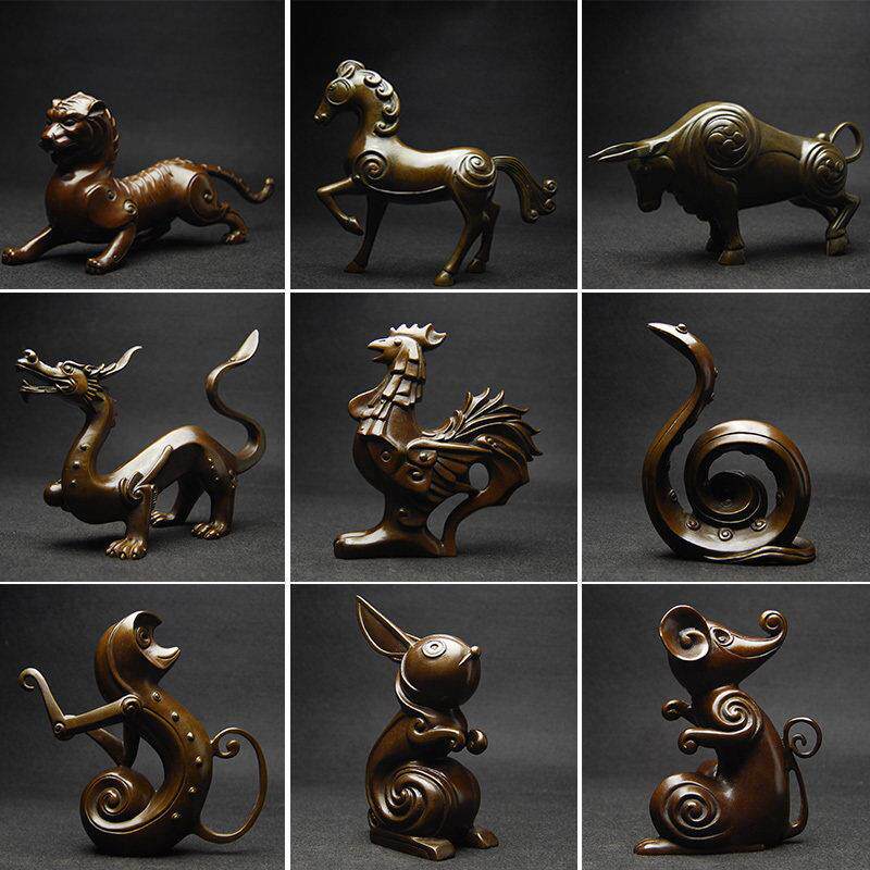 十二生肖摆件全套12生肖铜蛇鼠牛虎兔龙马羊猴鸡狗猪铜工艺礼品摆