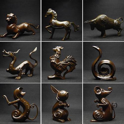 十二生肖摆件全套12生肖铜蛇鼠牛虎兔龙马羊猴鸡狗猪铜工艺礼品摆