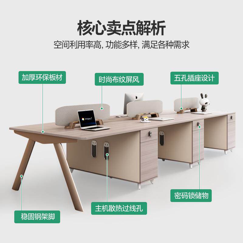 办公桌员工位现代简约办公卡位2/4/6人位对坐工位办公室桌椅组合