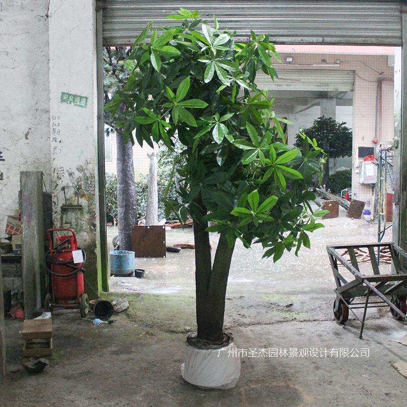 仿真发财树盆栽办公室仿真绿植大型发财树盆景装饰仿真双杆发财树