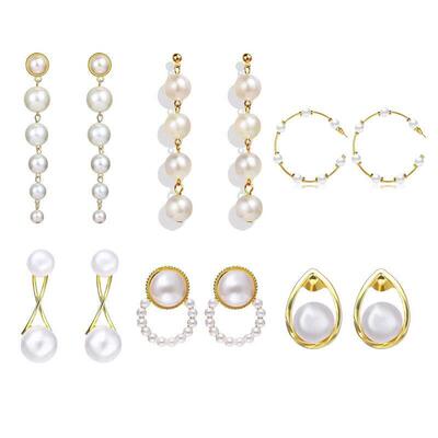 Fashion French Style Vintage Pearl Long Earrings人造珍珠耳环
