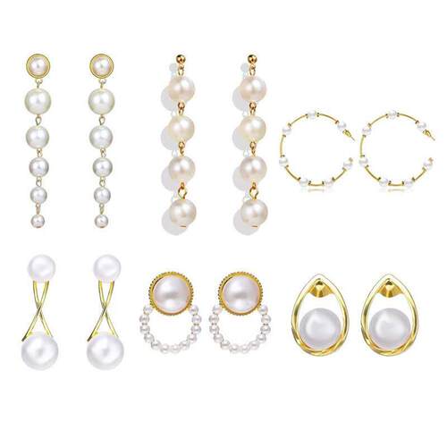 Fashion French Style Vintage Pearl Long Earrings人造珍珠耳环