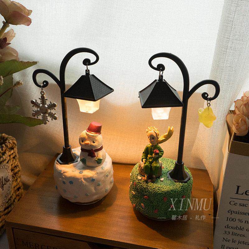 diy手工小王子八音乐盒耶诞小夜灯送女孩闺蜜女友儿童生日礼物