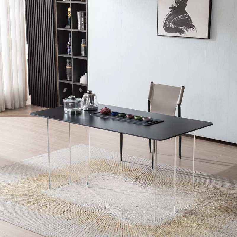 现代简约AN茶几泡茶桌客厅家用岩板茶桌茶台烧水壶一体嵌入式热浪