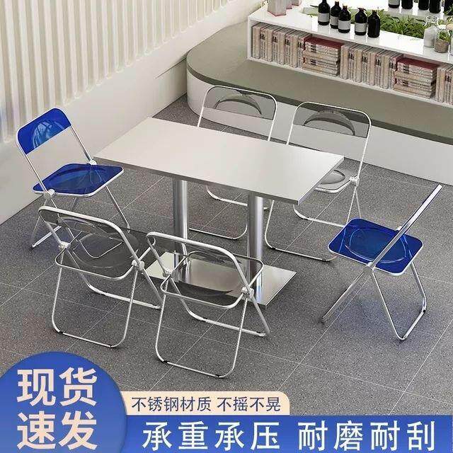 业风红小吃店不锈钢桌圆方凳子网酒吧饭馆咖啡小厅快SOL餐桌椅工