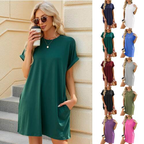 Women's short sleeved knee length mid skirt
