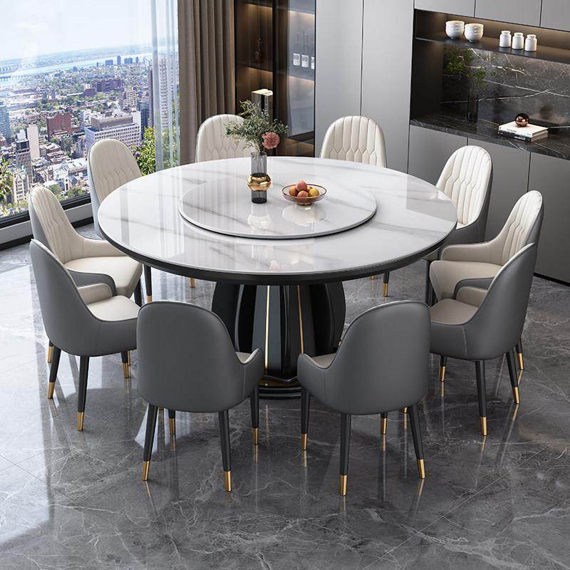 岩板实木餐桌椅组合圆形带转盘大圆桌现代简约家用小户型吃饭桌子,住宅家具,实木餐桌,淘宝优惠券,粉丝福利购,淘宝优惠卷