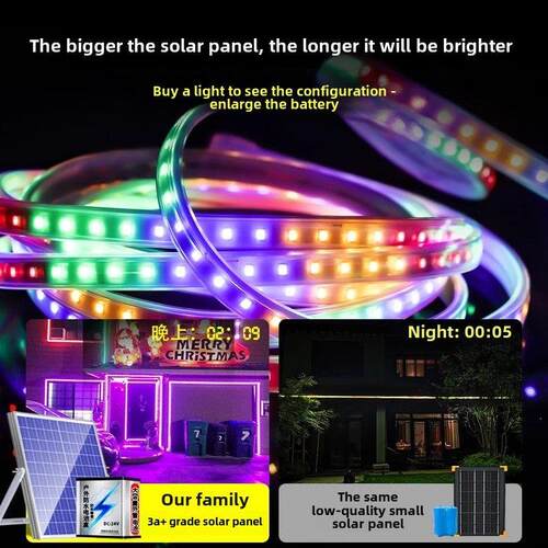 太阳能帐篷自来水灯户外彩色防水标志夜市摊位飘带变色Led灯条