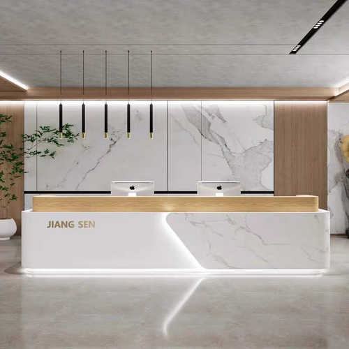 简约现代公司酒店大厅前台接待台培训机构健身房吧台美容院收银台