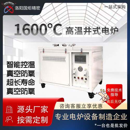 1600℃±1℃精工井式炉｜双温区控制带压力表
