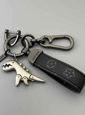 可爱卡通小恐龙钥AVZ匙扣金属挂男件士汽车钥档匙链高皮锁绳匙扣