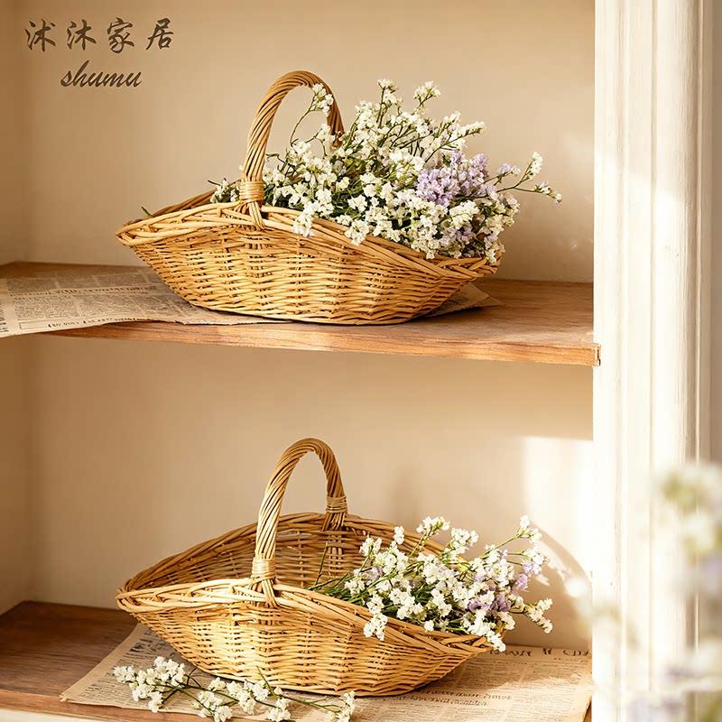 柳编收纳篮藤编水果篮手提篮菜蓝野餐篮收纳筐鸡蛋篮花篮购物篮子