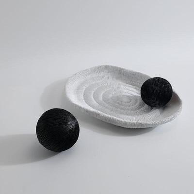 现极简软极托简盘摆件样板GD-H224房间客装厅茶几白色收代纳桌面