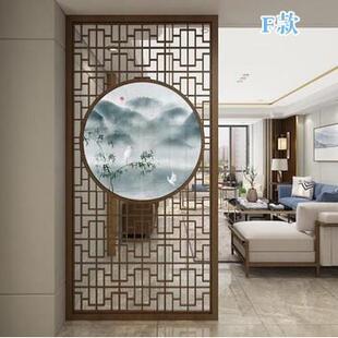 现代格 东阳木雕实木屏厅F9685MT6风断客入户玄关隔卧室背景约日式