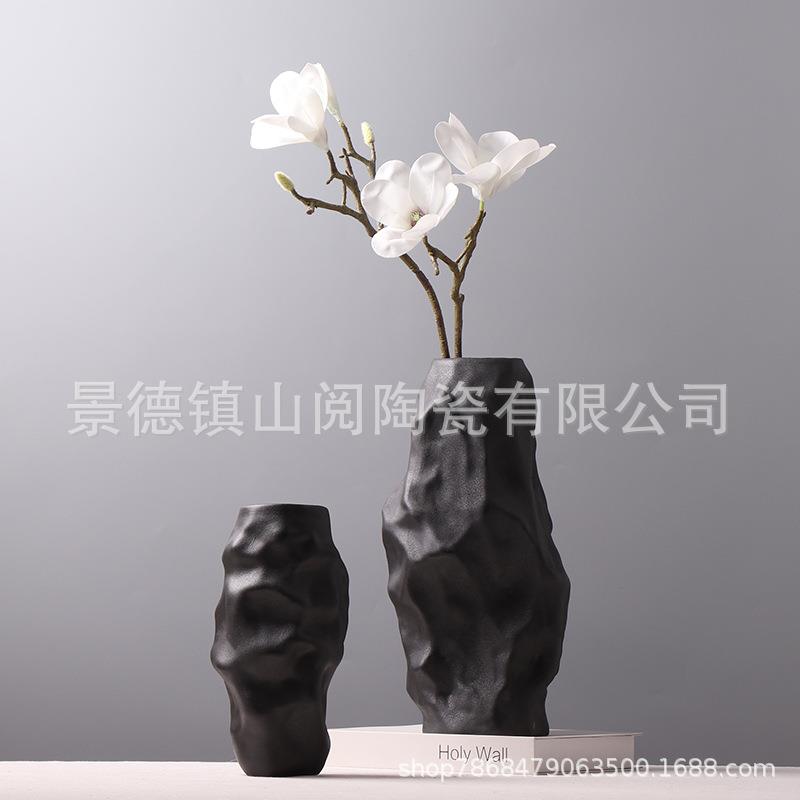 美式餐桌装饰品欧式花瓶摆件手工陶瓷客厅插花样板间电视柜摆设